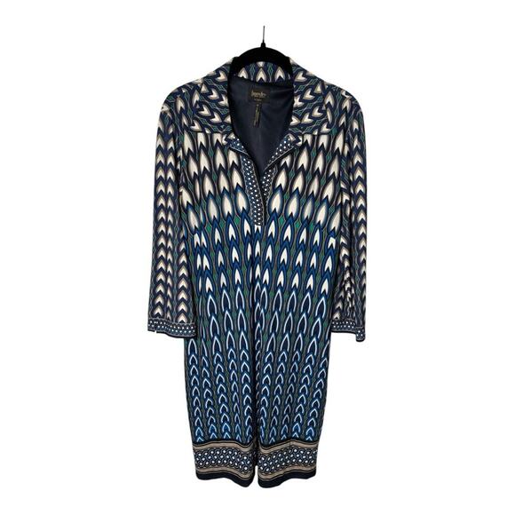 Laundry by Shelli Segal Blue and Green Print Long Sleeve Tunic Dress Size M - Picture 1 of 6